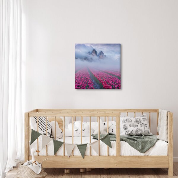 Obraz - Krajina s tulipánovými poli (30x30 cm)