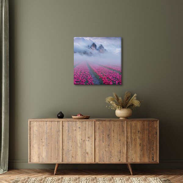 Obraz - Krajina s tulipánovými poli (30x30 cm)