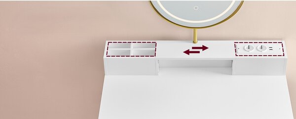 SONGMICS Toaletní stolek s nabíjecí stanicí a LED osvětlením Vasagle Virmo 80 cm bílý/zlatý