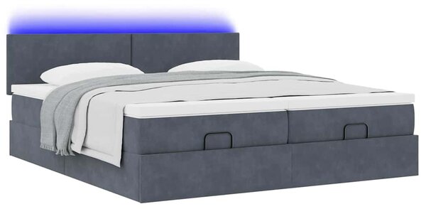 Osmanský rám postele s matracíes tmavě šedá 160x200cm samet 3312900