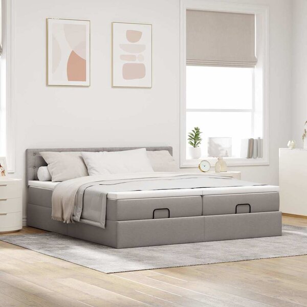 Osmanský rám postele s matrací taupe 160x200cm textil 3312882