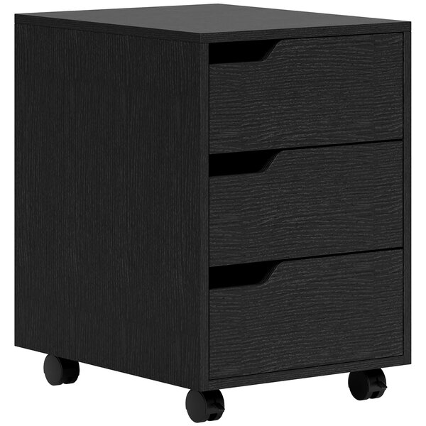HOMCOM Kancelářská zásuvková jednotka na kolečkách, skříňka na dokumenty se 3 zásuvkami, organizér na stůl 40x50x57,5 cm, černá | Aosom