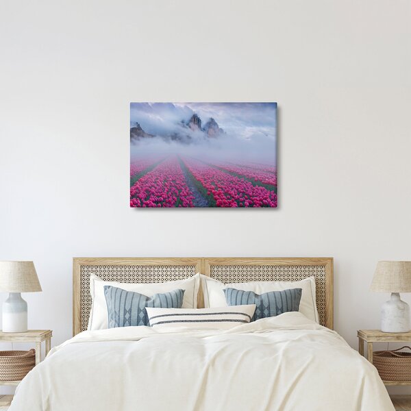 Obraz - Krajina s tulipánovými poli (70x50 cm)