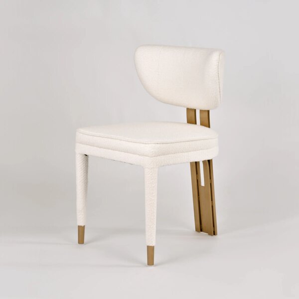 LivinHill Designová jídelní židle Modig M3-14 bouclé bílá/zlatá