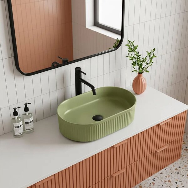 Rea Vanda, umyvadlo na desku 490x310x130 mm, světle zelená matná, REA-U3612