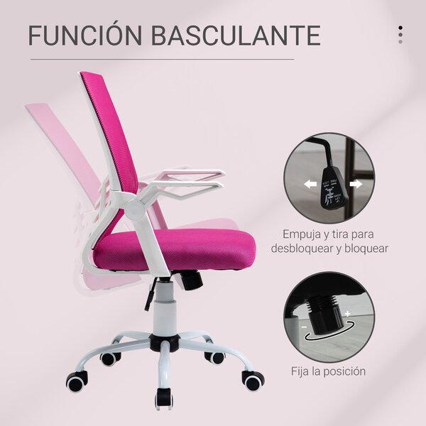 Ergonomická kancelářská židle Vinsetto s otočným mechanismem a nastavovací výškou, sklápěcí opěrky na ruce, prodyšná bederní opora pro teenagery a dos
