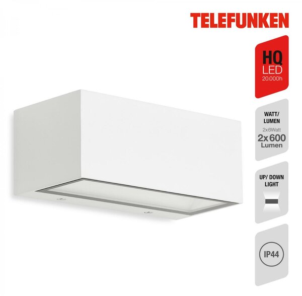 BRILONER TELEFUNKEN LED venkovní svítidlo 18,5 cm 12W 1300lm bílé TF 314406TF