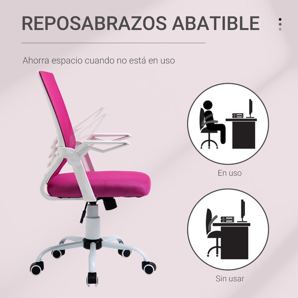 Ergonomická kancelářská židle Vinsetto s otočným mechanismem a nastavovací výškou, sklápěcí opěrky na ruce, prodyšná bederní opora pro teenagery a dos