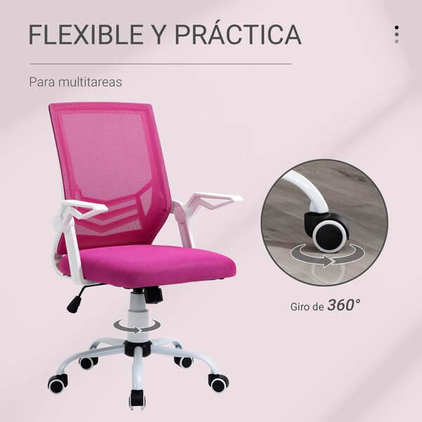Ergonomická kancelářská židle Vinsetto s otočným mechanismem a nastavovací výškou, sklápěcí opěrky na ruce, prodyšná bederní opora pro teenagery a dos