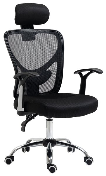 Ergonomická kancelářská židle Vinsetto s mřížkovým potahem, nastavitelnou výškou, sklopnou funkcí, nastavitelnou opěrkou hlavy a bederní oporou 62x67x