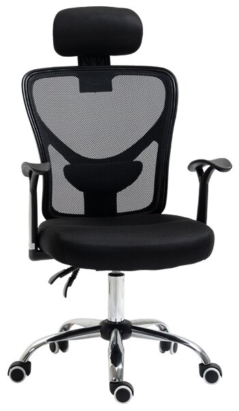 Ergonomická kancelářská židle Vinsetto s mřížkovým potahem, nastavitelnou výškou, sklopnou funkcí, nastavitelnou opěrkou hlavy a bederní oporou 62x67x