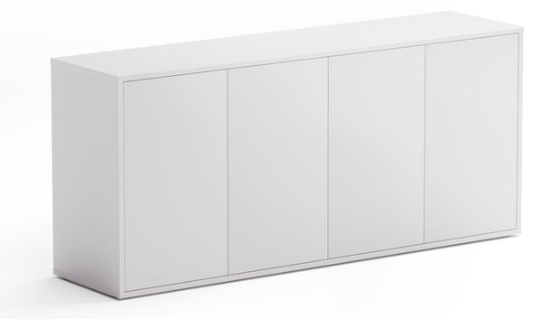 Kancelářská zásuvková komoda BLOCK, 1600 x 400 x 710 mm, 4x dveře, bílá