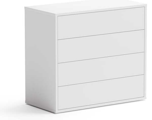 Kancelářská zásuvková komoda BLOCK, 800 x 400 x 710 mm, 4 zásuvky, bílá
