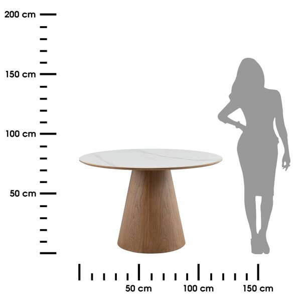 HowHomely Jídelní stůl Riley 120 cm mramor/ořech