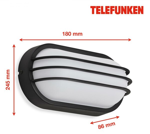 BRILONER TELEFUNKEN LED venkovní svítidlo 24 cm 12W 1200lm černá TF 315605TF