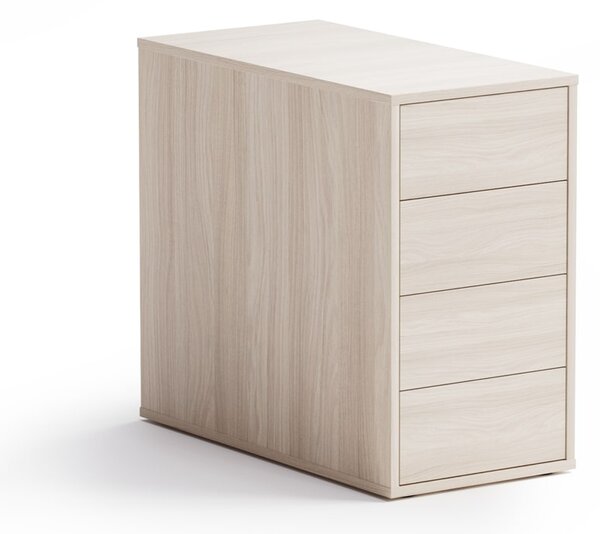 Kancelářský přístavný kontejner BLOCK, 400 x 800 x 710 mm, 4 zásuvky, dub přírodní