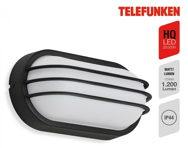 BRILONER TELEFUNKEN LED venkovní svítidlo 24 cm 12W 1200lm černá TF 315605TF