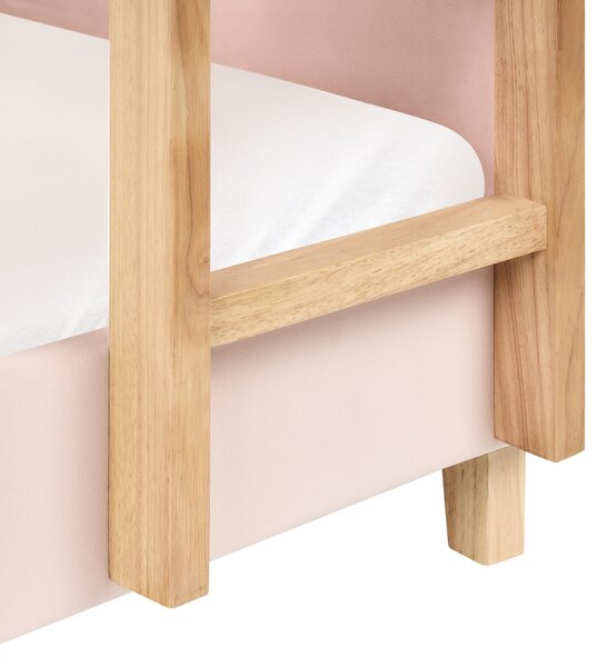 Patrová postel Umělý samet CHOCQUES 90 x 200 cm Pastelově růžová