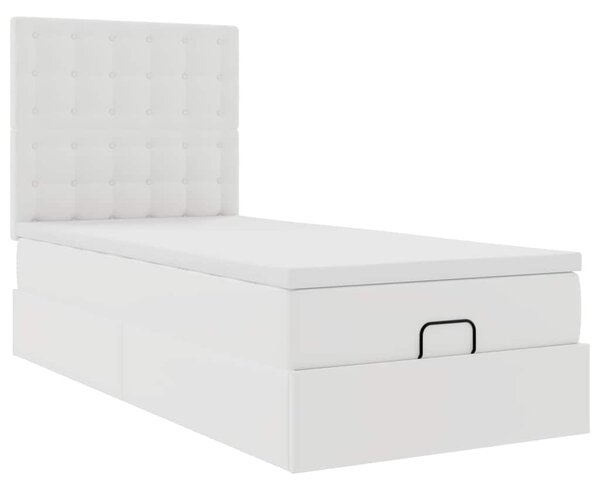 Osmanský postel s matrací bílý 80x200cm umělá kůže 3312972