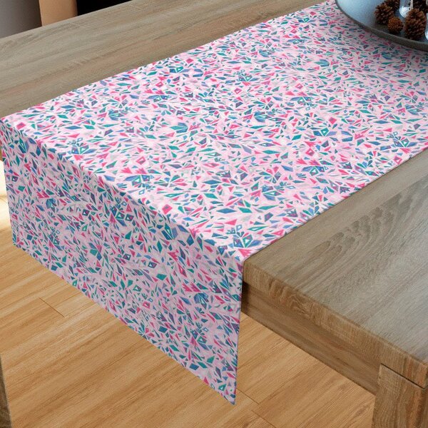 Goldea bavlněný běhoun na stůl - vzor barevné střípky na růžovém 20x120 cm
