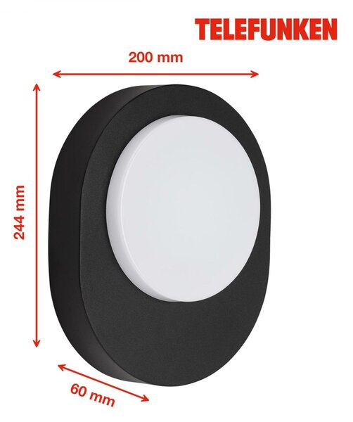 BRILONER TELEFUNKEN LED venkovní svítidlo 24,4 cm 8W 800lm černá TF 312005TF