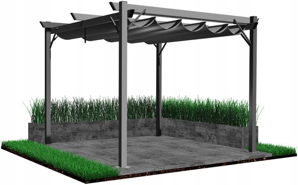 Garden Line Zahradní altán se zatahovací střechou Crost 3x3 m šedý
