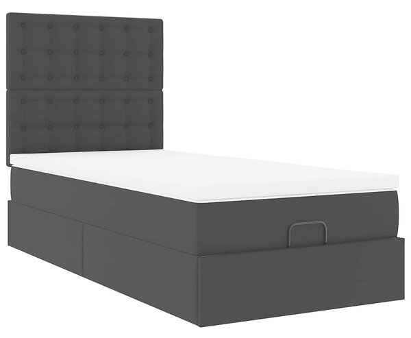 Osmanský postel s matrací černý 80x200cm umělá kůže 3312971
