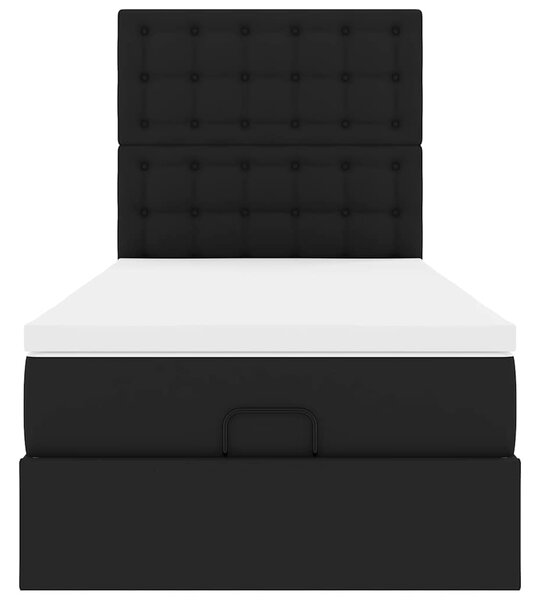 Osmanský postel s matrací černý 80x200cm umělá kůže 3312971