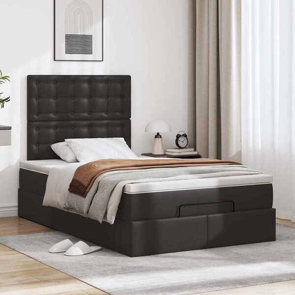 Osmanský rám postele s matrací černá 120x190 cm umělá kůže 3312991