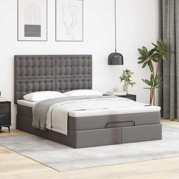Osmanský rám postele s matrací šedá 140x190cm umělá kůže 3313004