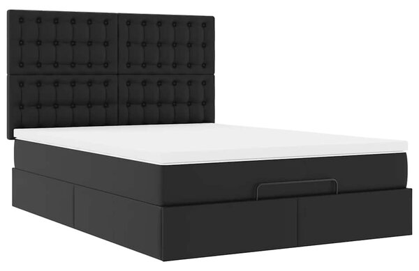 Osmanský rám postele s matrací černá 140x190cm umělá kůže 3313001