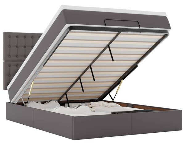 Osmanský rám postele s matrací šedá 140x190cm umělá kůže 3313004