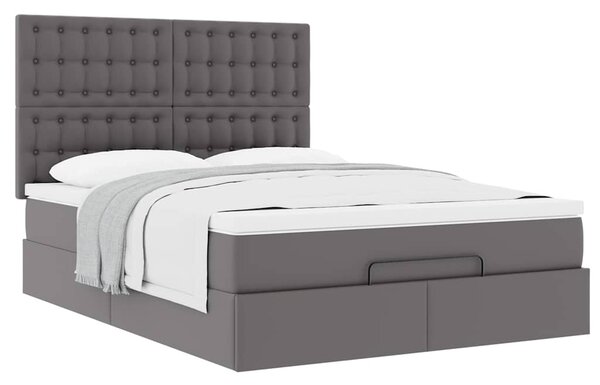 Osmanský rám postele s matrací šedá 140x190cm umělá kůže 3313004