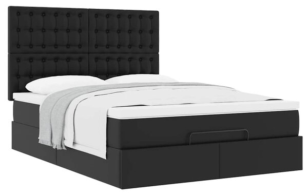 Osmanský rám postele s matrací černá 140x190cm umělá kůže 3313001
