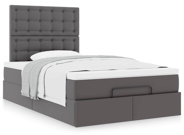 Osmanský rám postele s matrací šedá 120x190 cm umělá kůže 3312994