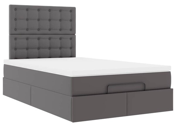 Osmanský rám postele s matrací šedá 120x190 cm umělá kůže 3312994