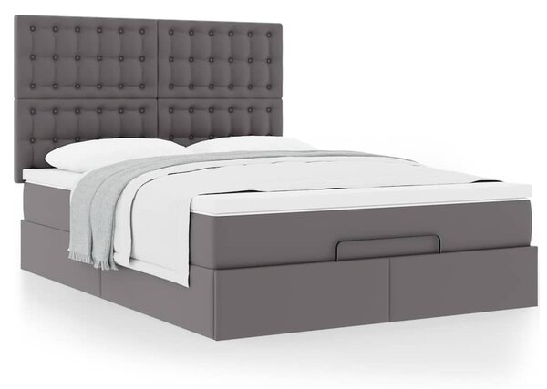 Osmanský rám postele s matrací šedá 140x190cm umělá kůže 3313004