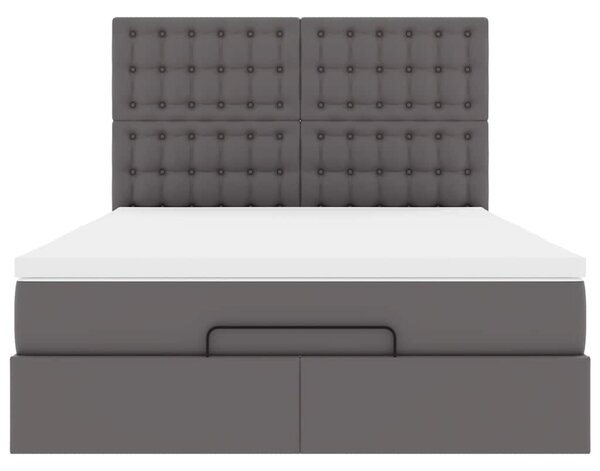 Osmanský rám postele s matrací šedá 140x190cm umělá kůže 3313004