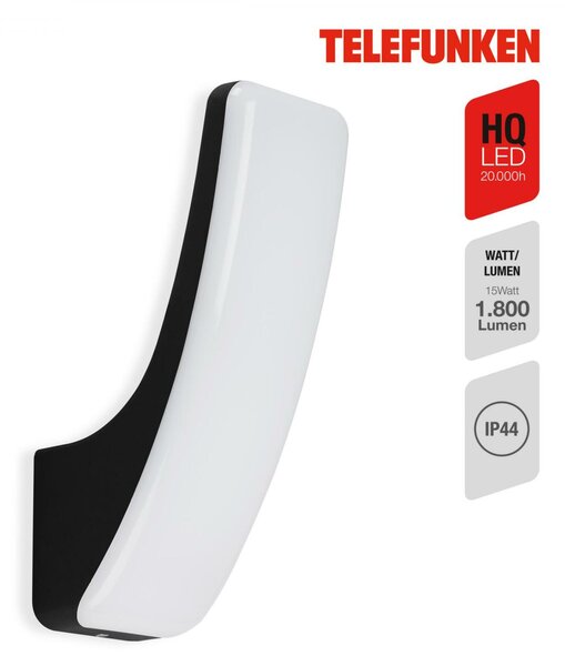 BRILONER TELEFUNKEN LED venkovní svítidlo 26,3 cm 15W 1800lm černá TF 311605TF