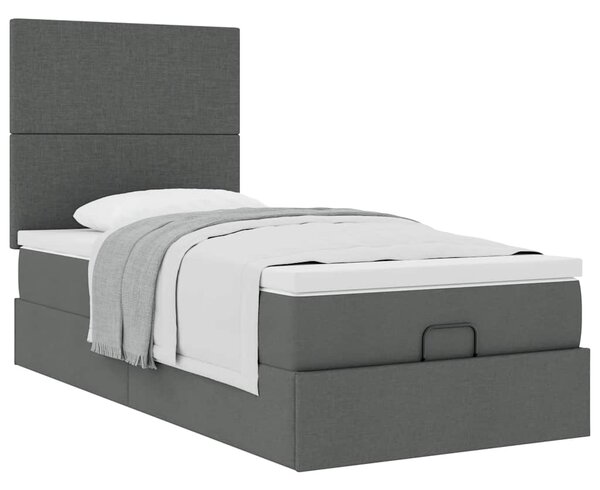 Osmanský rám postele s matrací tmavě šedá 80x200cm textil 3313030