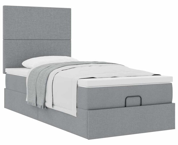 Osmanský rám postele s matrací světle šedá 80x200cm textil 3313029
