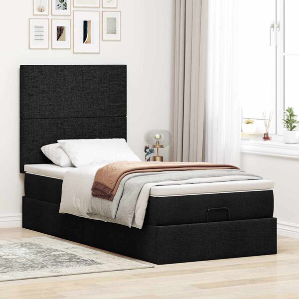 Osmanský rám postele s matrací černá 80x200cm textil 3313031