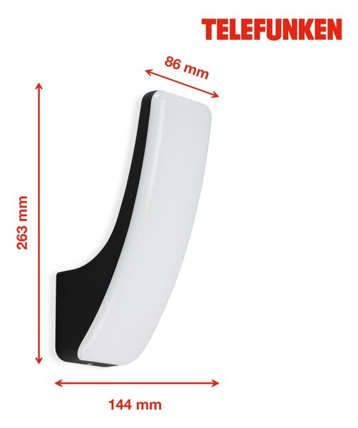 BRILONER TELEFUNKEN LED venkovní svítidlo 26,3 cm 15W 1800lm černá TF 311605TF