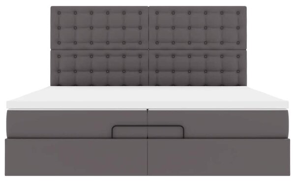 Osmanský rám postele s matrací šedá 200x200cm umělá kůže 3313024