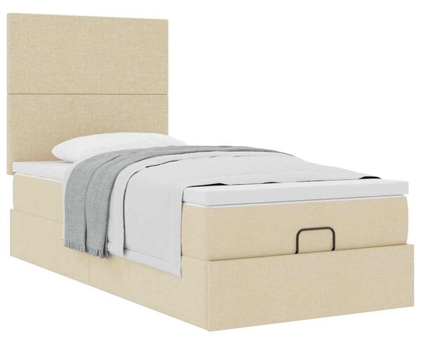 Osmanský postel s matrací krémově 90x200 cm textil 3313048