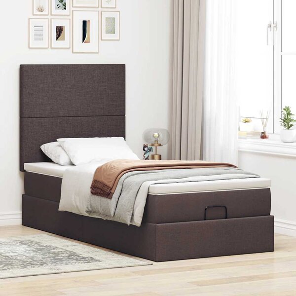 Osmanský postel s matrací tmavě šedá 90x200 cm textil 3313046