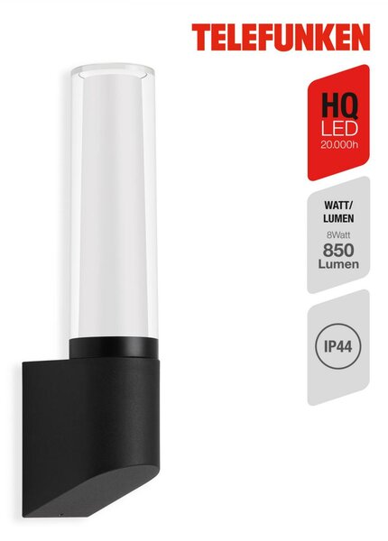 BRILONER TELEFUNKEN LED venkovní svítidlo 33,2 cm 8W 850lm černá TF 311305TF