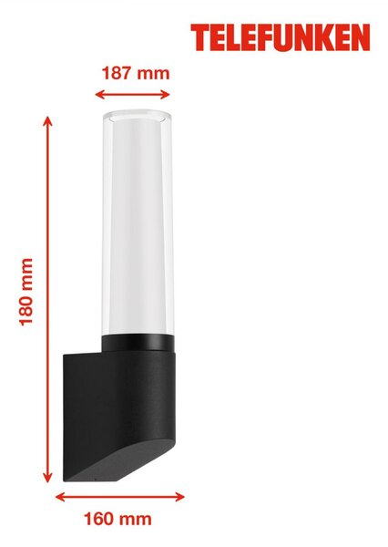 BRILONER TELEFUNKEN LED venkovní svítidlo 33,2 cm 8W 850lm černá TF 311305TF