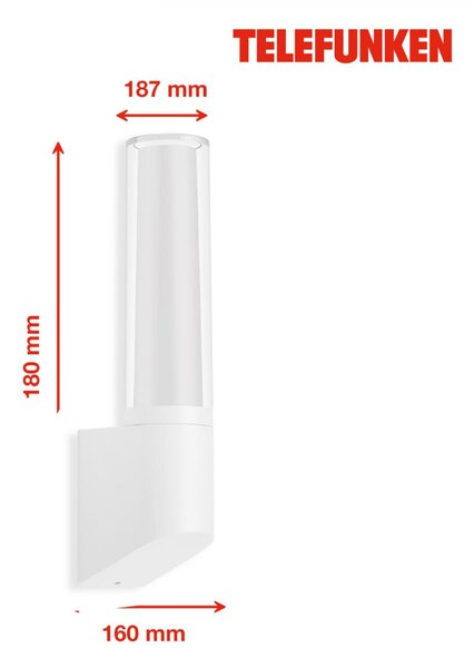 BRILONER TELEFUNKEN LED venkovní svítidlo 33,2 cm 8W 850lm bílé TF 311306TF