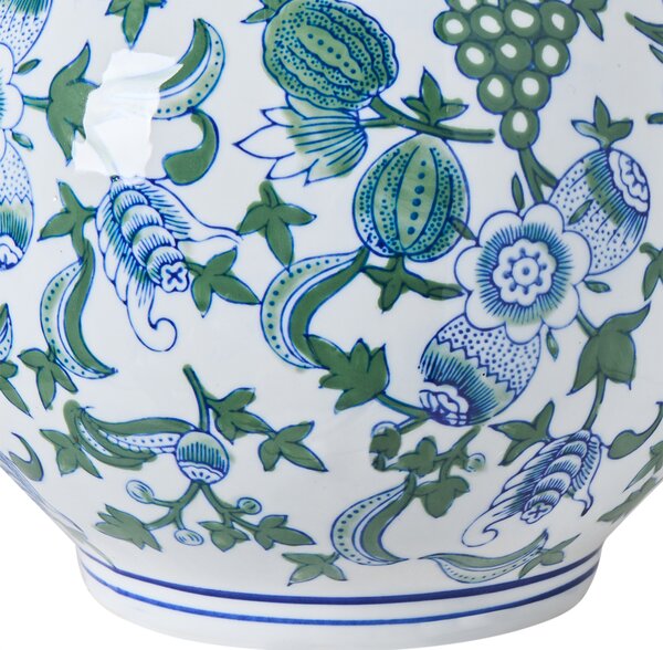 Váza na květiny MOSTOLES Porcelán 45 cm Bílá/Modrá